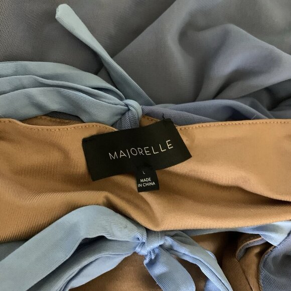 Majorelle Juliet Blue Ruched Halter Mini Dress Sleeveless Backless Bodycon Large - Picture 10 of 11